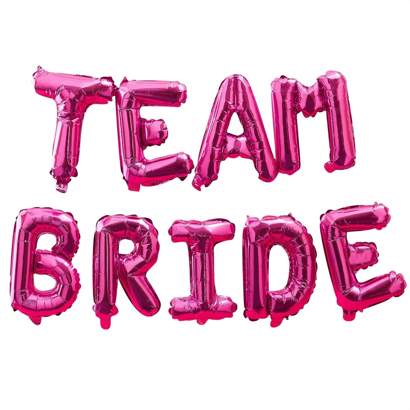 Ginger Ray "BRIDE TEAM" Hot Pink Air-filled Foil Balloon Bunting 16in