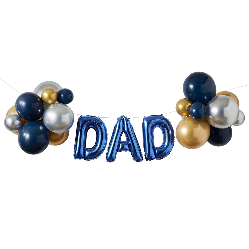 Ginger Ray "DAD" Blue Air-filled Foil Balloon Bunting Kit