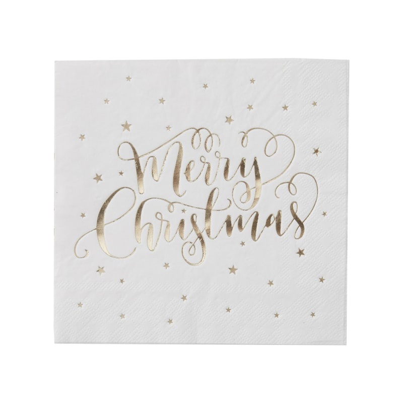 Ginger Ray Gold Foiled Merry Christmas Napkins - Pack of 20