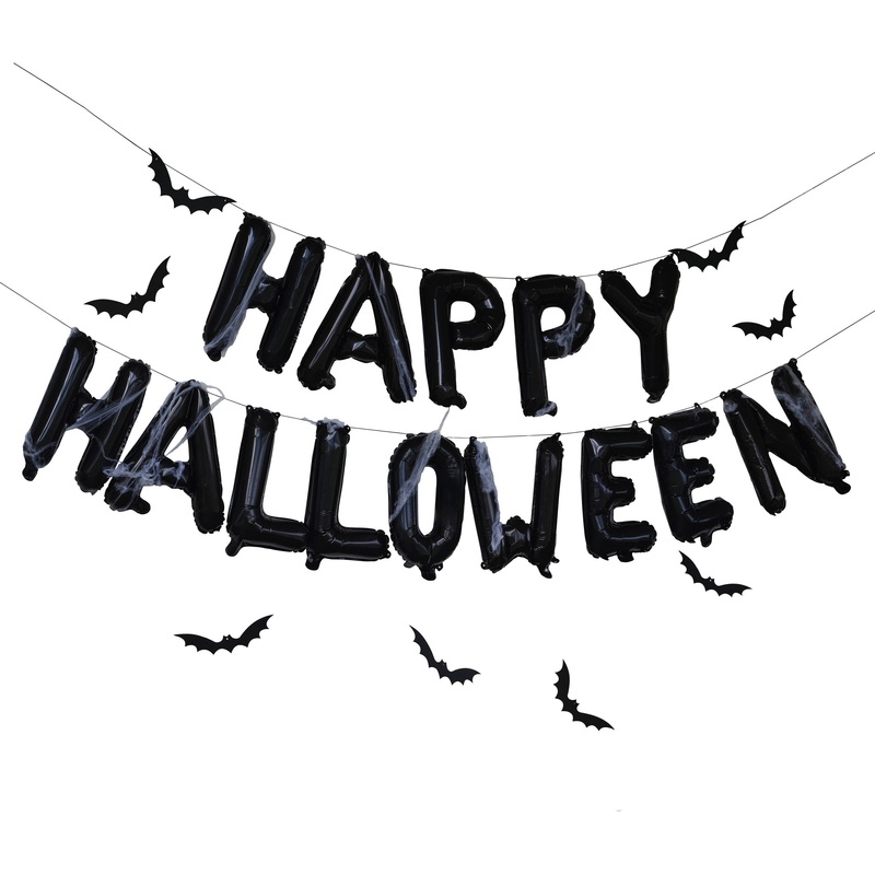 Ginger Ray "HAPPY HALLOWEEN" Black Air-filled Foil Balloon Bunting Kit