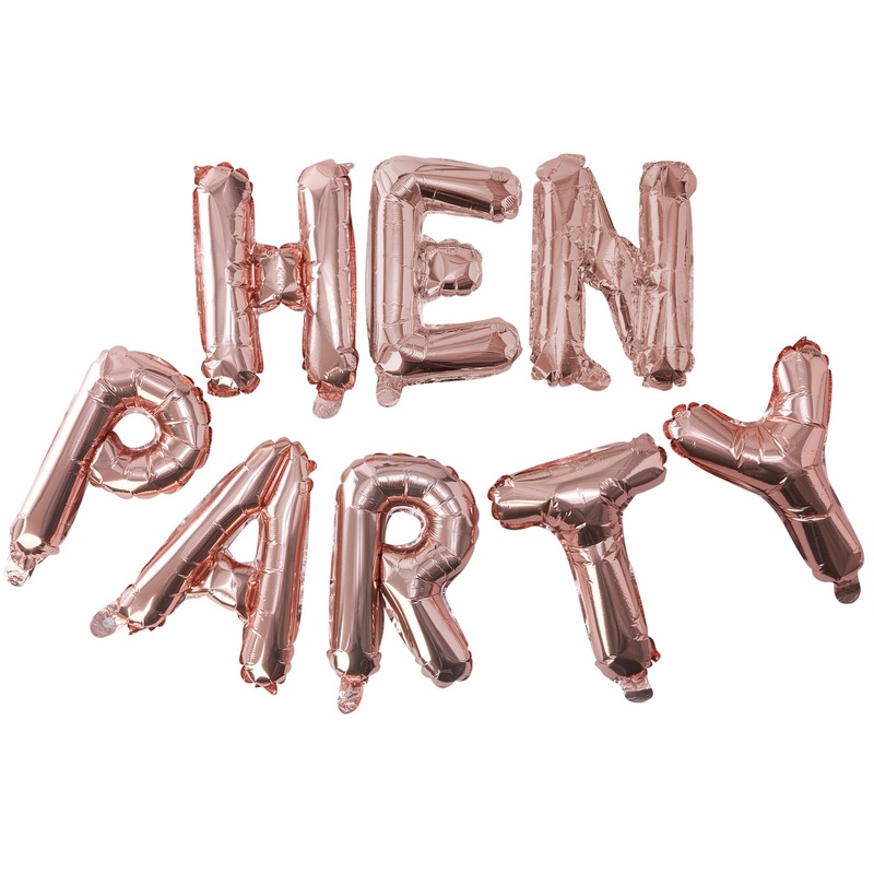 Ginger Ray "HEN PARTY" Rose Gold Air-filled Foil Balloon Bunting 16in