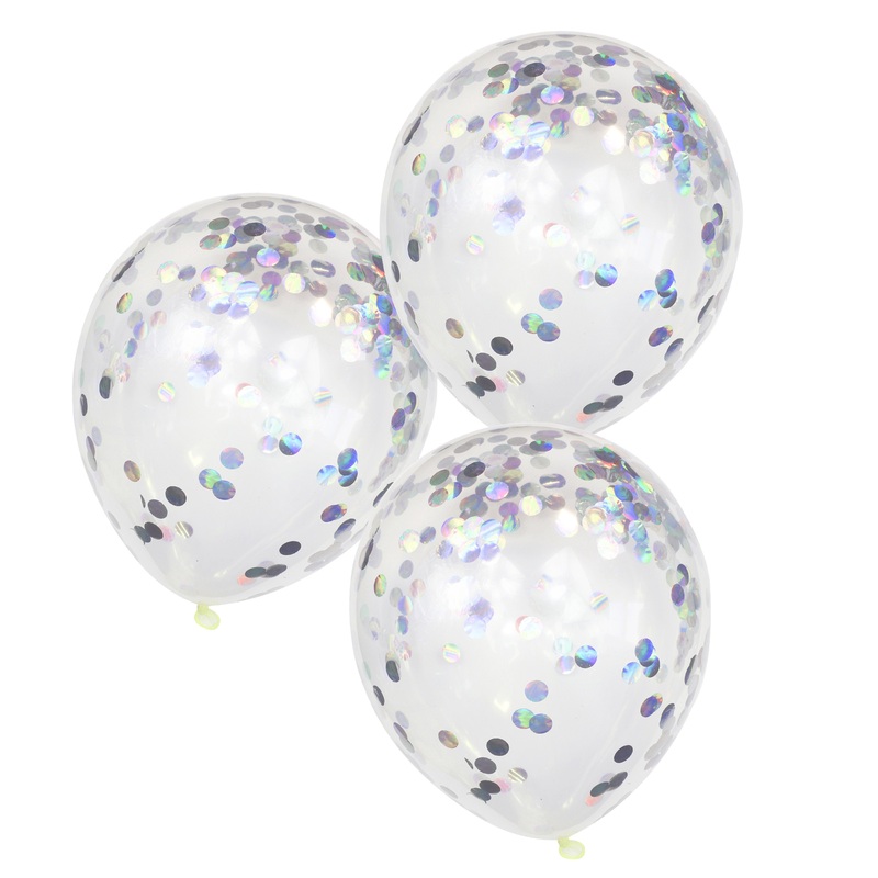 Iridescent Confetti Balloons - Pastel Party - 12in / 30cm - Pack of 5