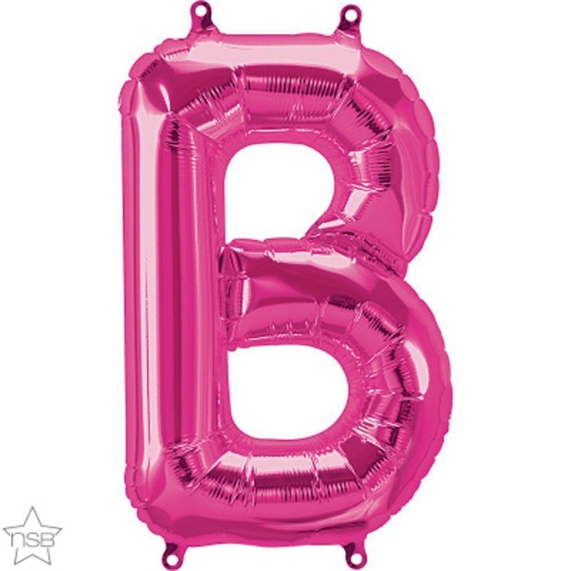 Letter "B" Magenta Die Cut Air-Filled Foil Balloon 13.5in / 34cm