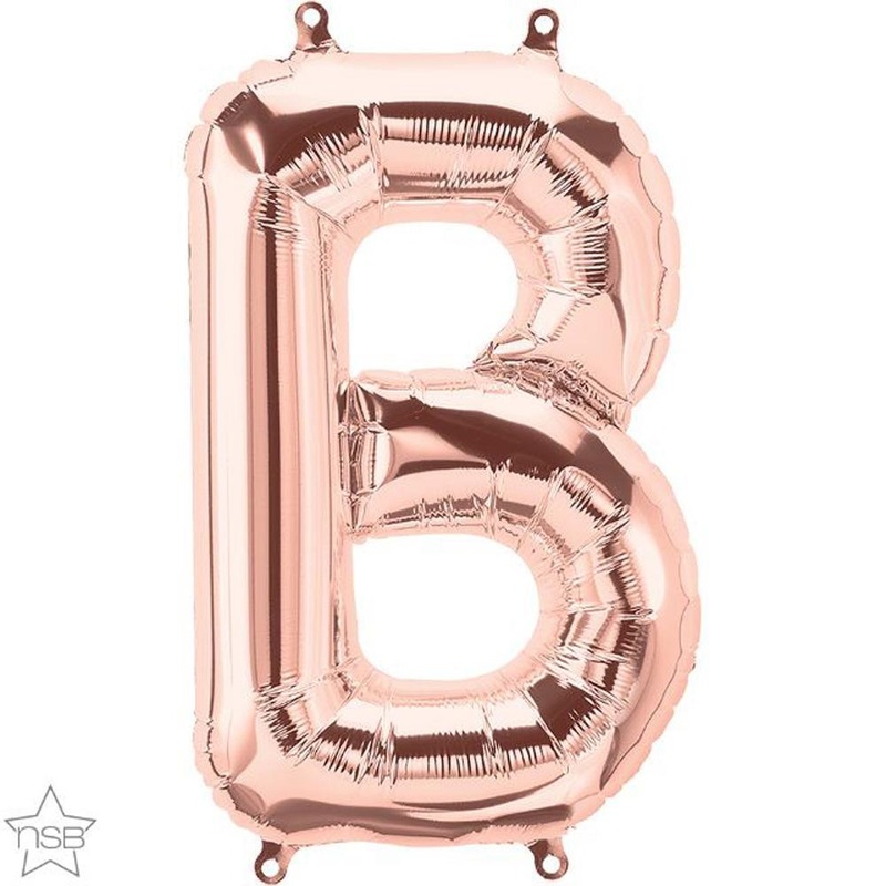 Letter "B" Rose Gold Die Cut Air-Filled Foil Balloon 13.5in / 34cm