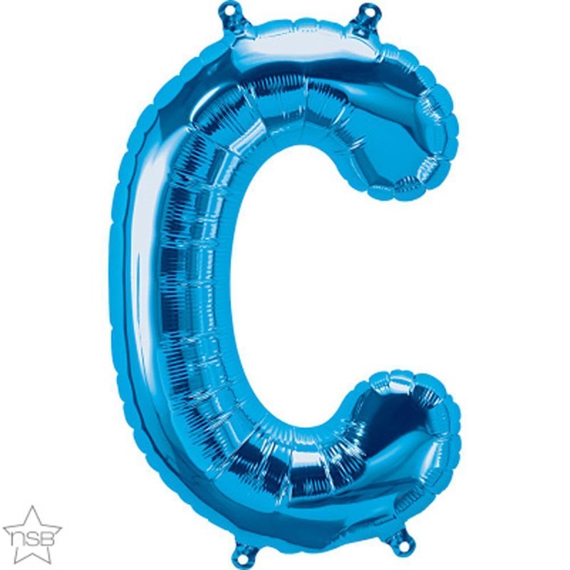 Letter "C" Blue Die Cut Air-Filled Foil Balloon 13.5in / 34cm