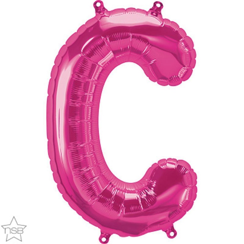 Letter "C" Magenta Die Cut Air-Filled Foil Balloon 13.5in / 34cm