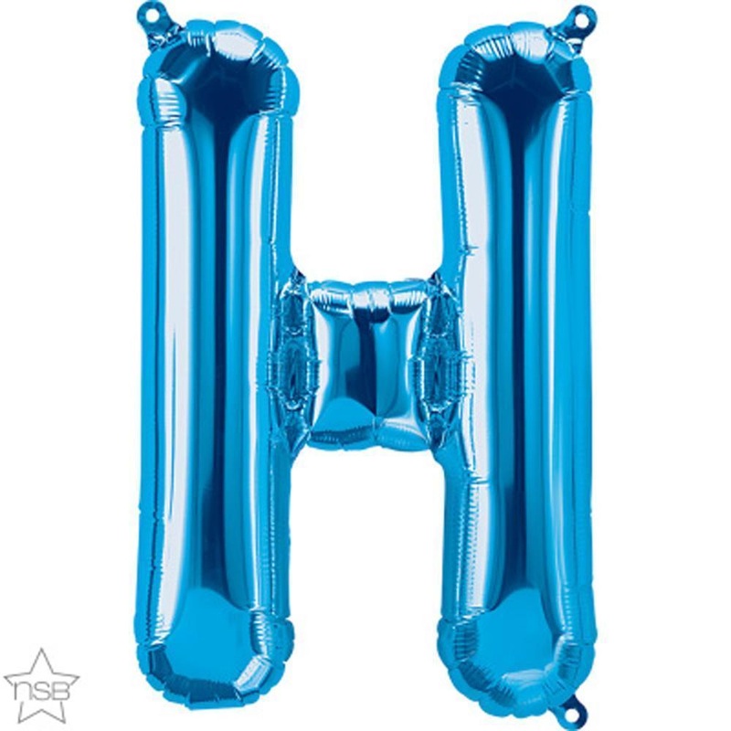 Letter "H" Blue Die Cut Air-Filled Foil Balloon 13.5in / 34cm