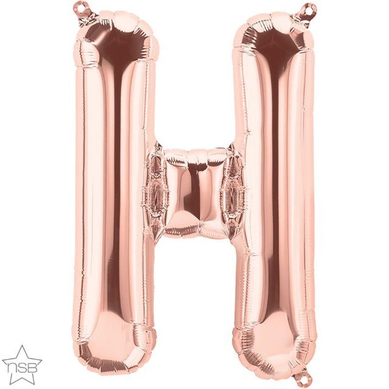 Letter "H" Rose Gold Die Cut Air-Filled Foil Balloon 13.5in / 34cm