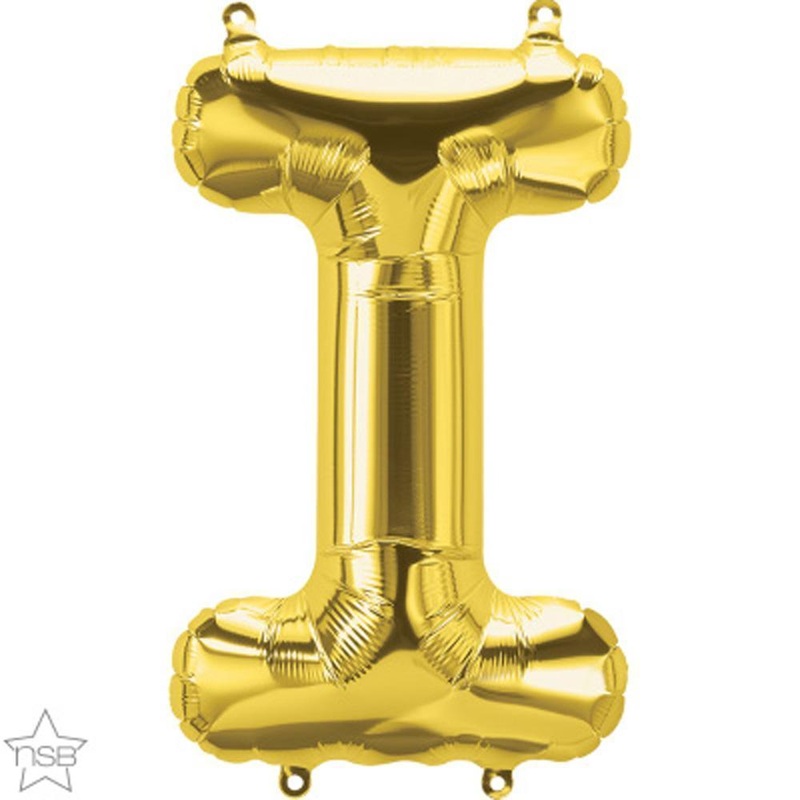 Letter "I" Gold Die Cut Air-Filled Foil Balloon 13.5in / 34cm