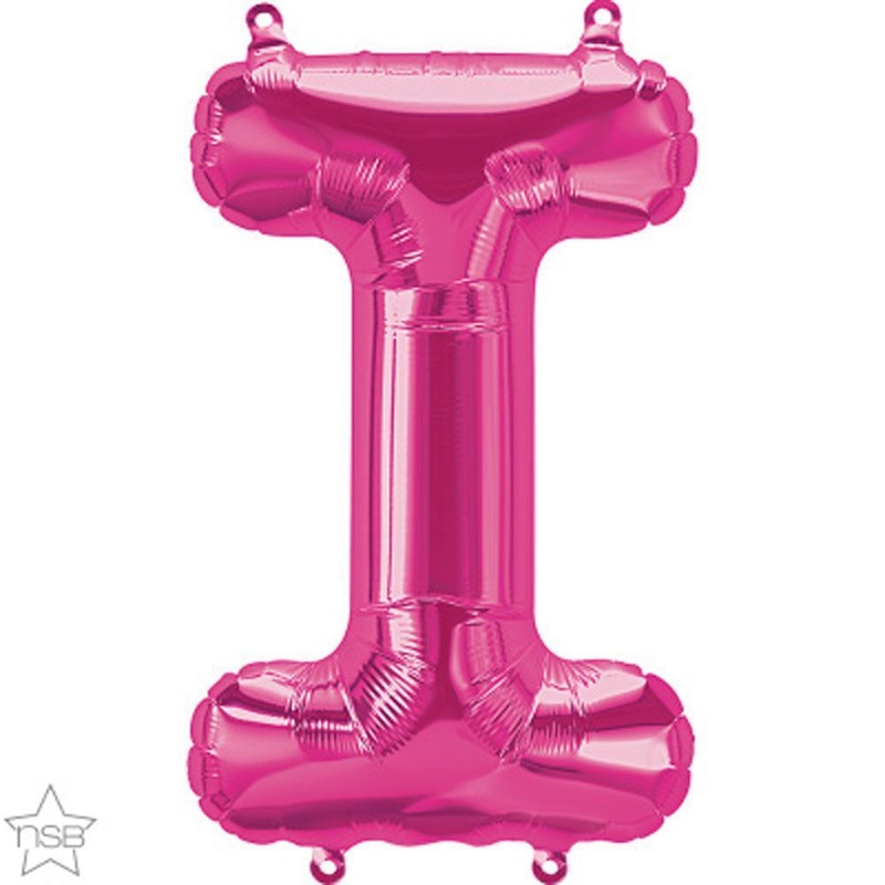 Letter "I" Magenta Die Cut Air-Filled Foil Balloon 13.5in / 34cm
