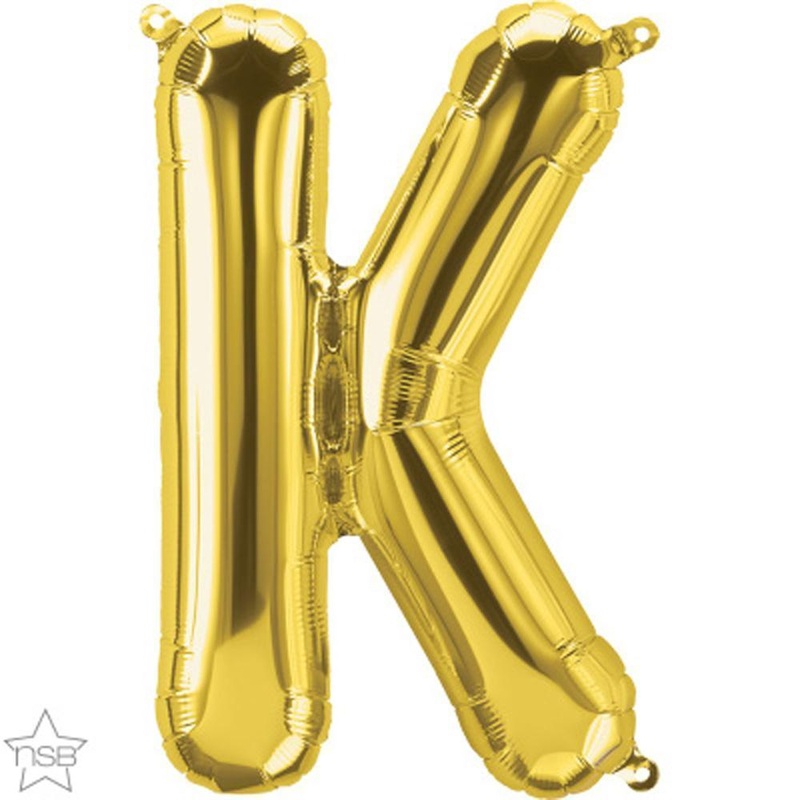 Letter "K" Gold Die Cut Air-Filled Foil Balloon 13.5in / 34cm