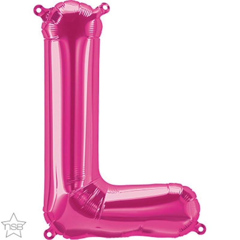 Letter "L" Magenta Die Cut Air-Filled Foil Balloon 13.5in / 34cm