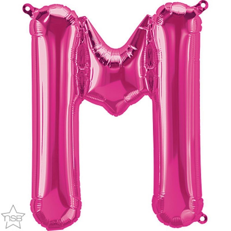 Letter "M" Magenta Die Cut Air-Filled Foil Balloon 13.5in / 34cm