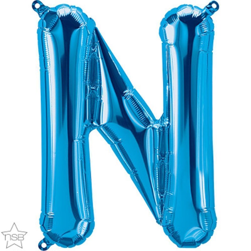 Letter "N" Blue Die Cut Air-Filled Foil Balloon 13.5in / 34cm