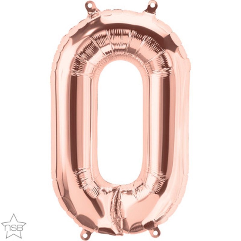 Letter "O" Rose Gold Die Cut Air-Filled Foil Balloon 13.5in / 34cm