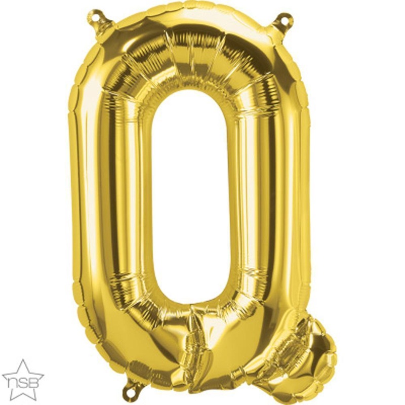 Letter "Q" Gold Die Cut Air-Filled Foil Balloon 13.5in / 34cm
