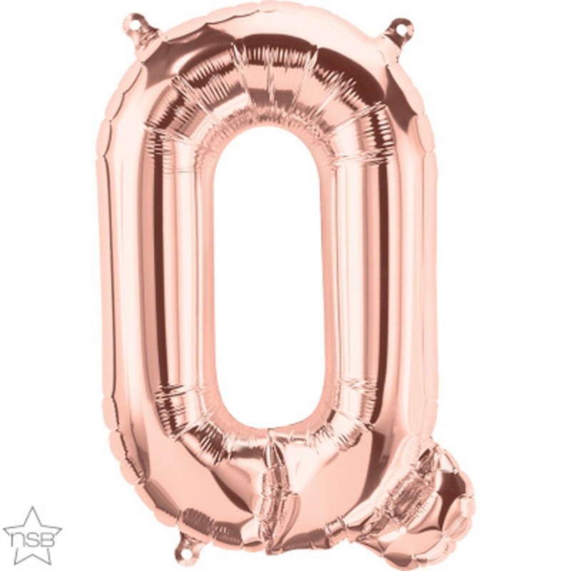 Letter "Q" Rose Gold Die Cut Air-Filled Foil Balloon 13.5in / 34cm