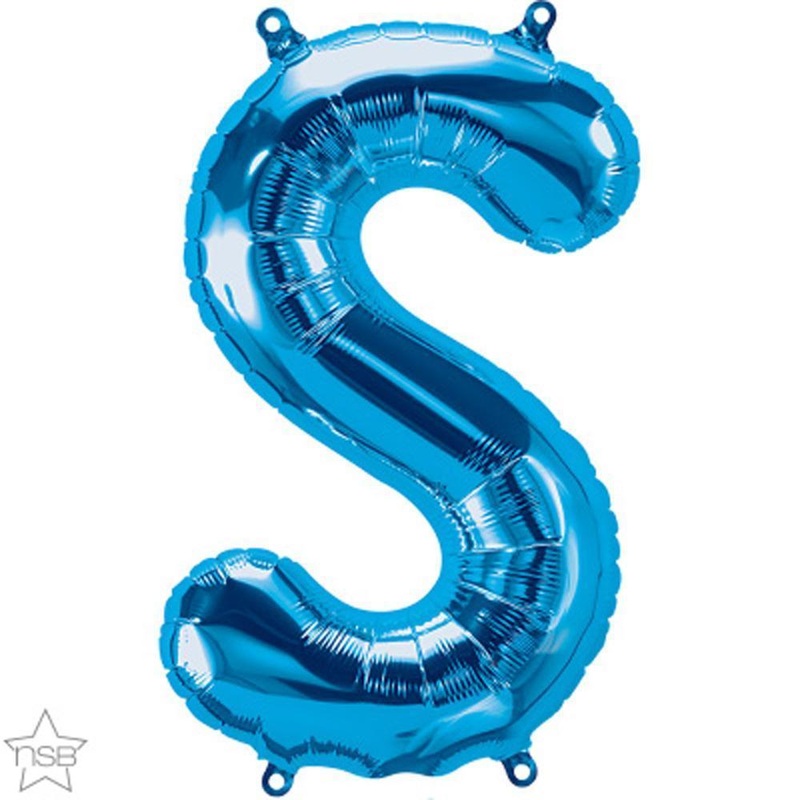 Letter "S" Blue Die Cut Air-Filled Foil Balloon 13.5in / 34cm