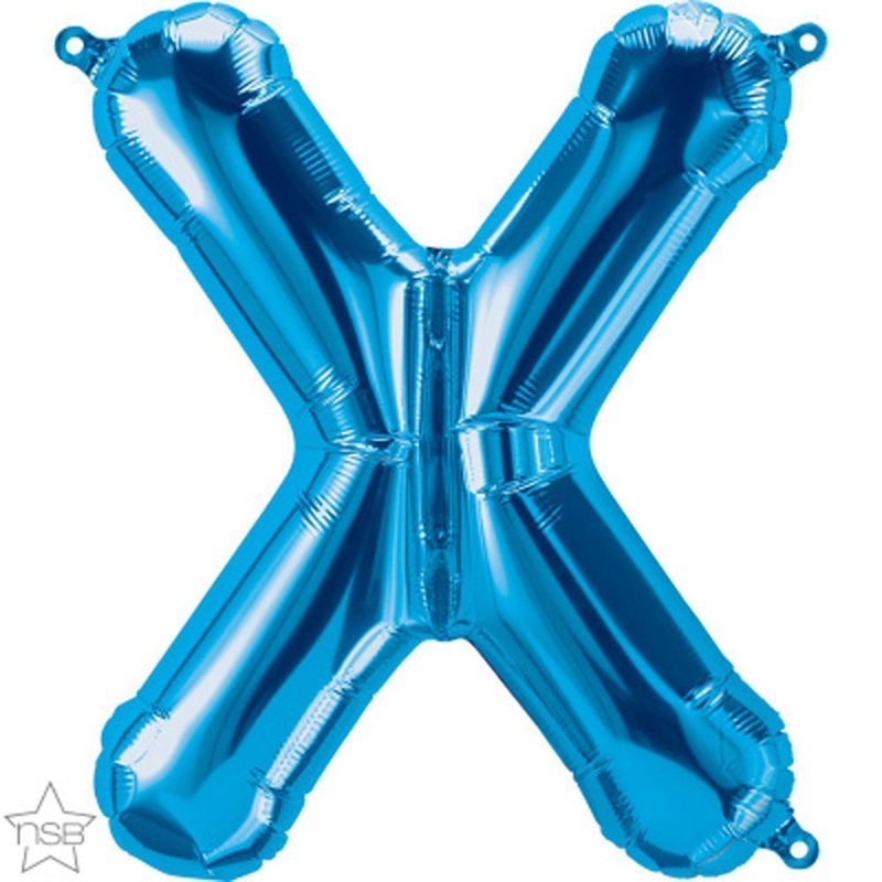 Letter "X" Blue Die Cut Air-Filled Foil Balloon 13.5in / 34cm