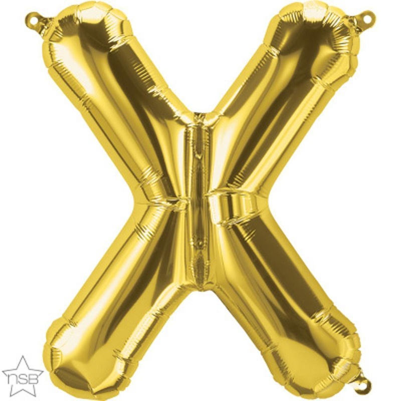 Letter "X" Gold Die Cut Air-Filled Foil Balloon 13.5in / 34cm