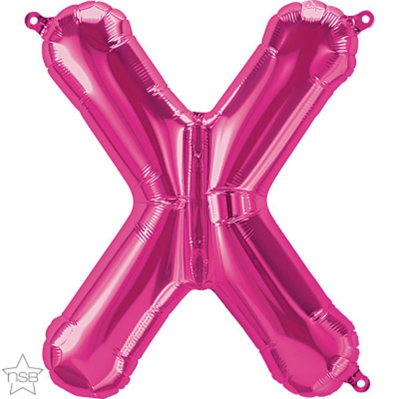 Letter "X" Magenta Die Cut Air-Filled Foil Balloon 13.5in / 34cm