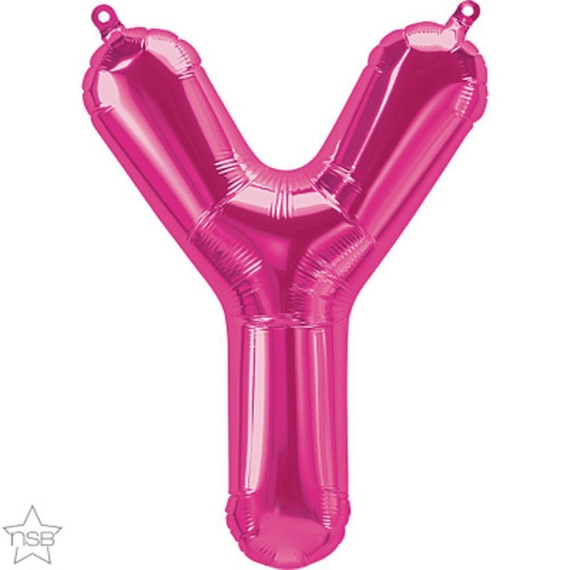 Letter "Y" Magenta Die Cut Air-Filled Foil Balloon 13.5in / 34cm