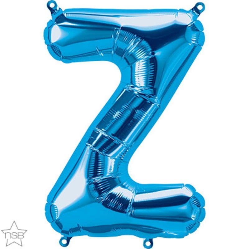 Letter "Z" Blue Die Cut Air-Filled Foil Balloon 13.5in / 34cm