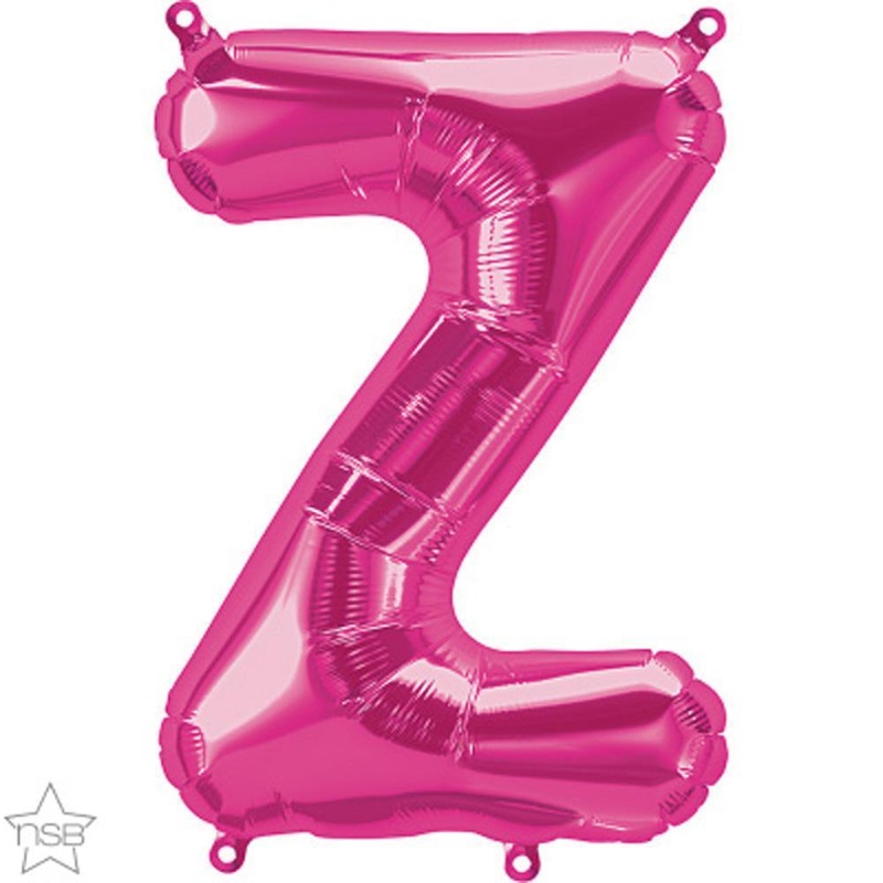 Letter "Z" Magenta Die Cut Air-Filled Foil Balloon 13.5in / 34cm