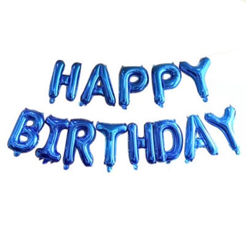 Navy Blue "Happy Birthday" Air-Filled Foil Balloon 13in