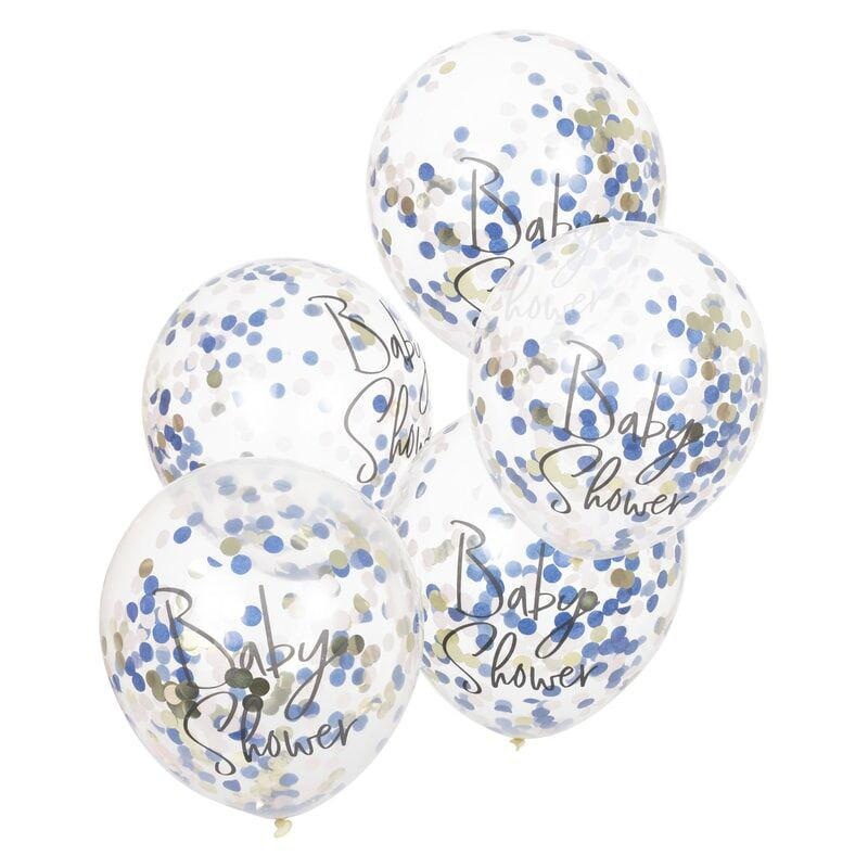 Navy Pink & Gold Confetti Baby Shower Latex Balloons - 12in / 30cm - Pack of 5
