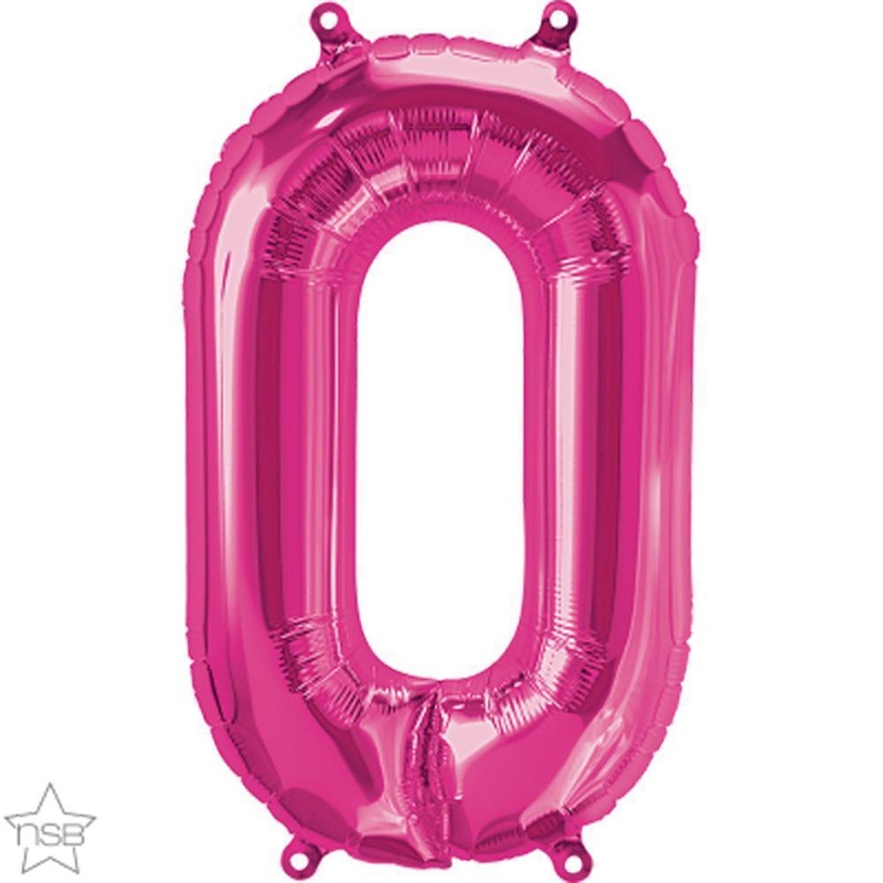 Number "0" Magenta Die Cut Air-Filled Foil Balloon 13.5in / 34cm