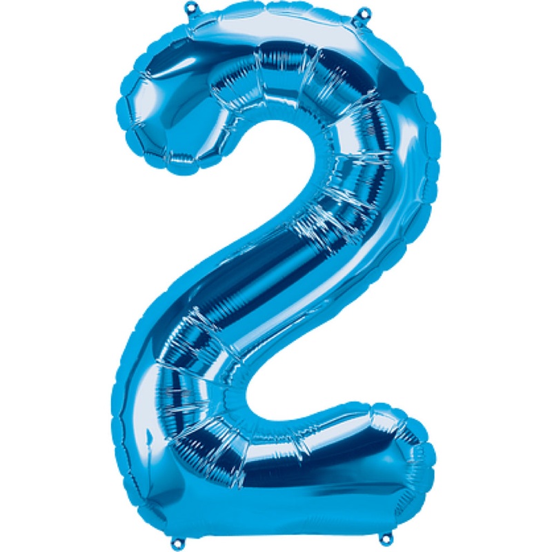 Number "2" Blue Air-Filled Foil Balloon 13.5in