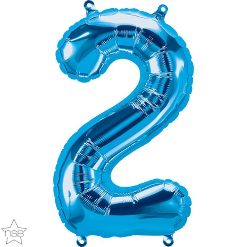 Number "2" Blue Die Cut Air-Filled Foil Balloon 13.5in / 34cm