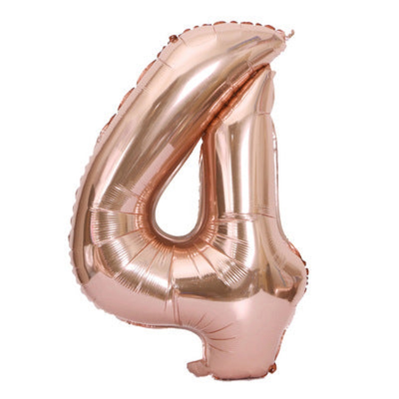 Number "4" Rose Gold Air-Filled Foil Balloon 13.5in