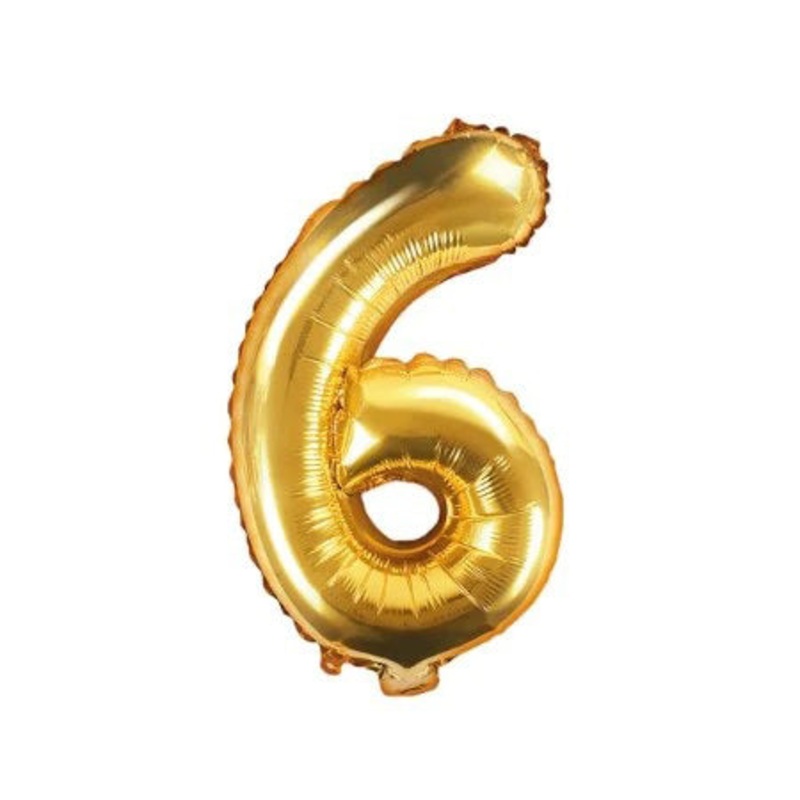 Number "6" Gold Air-Filled Foil Balloon 13.5in