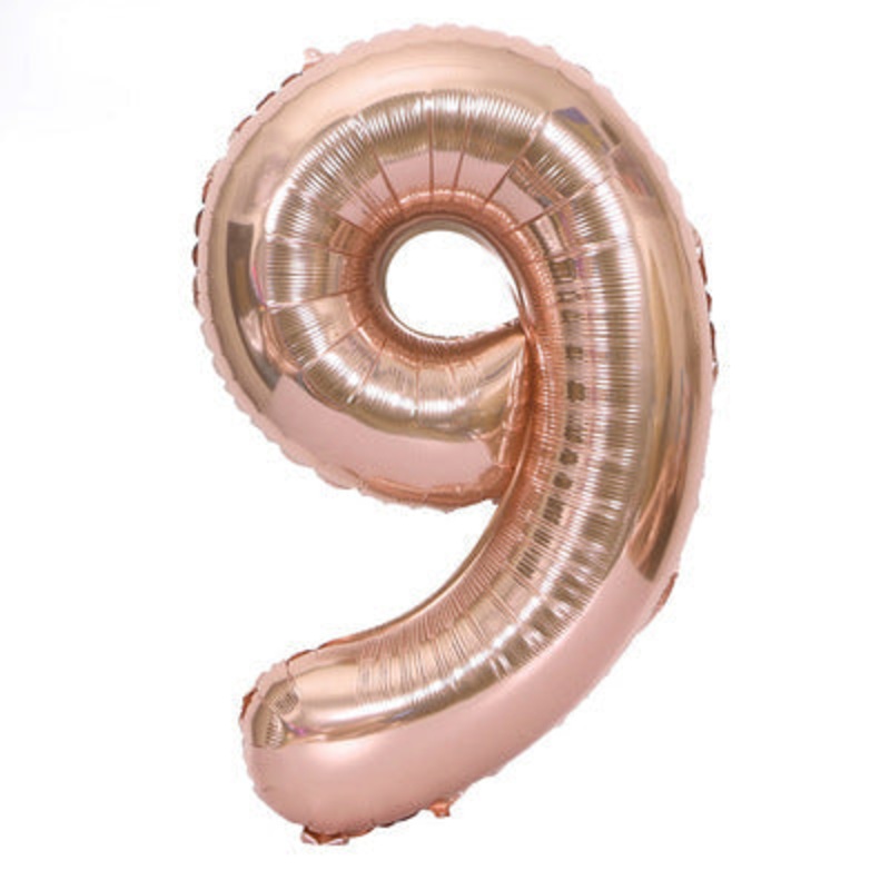 Number "9" Rose Gold Air-Filled Foil Balloon 13.5in