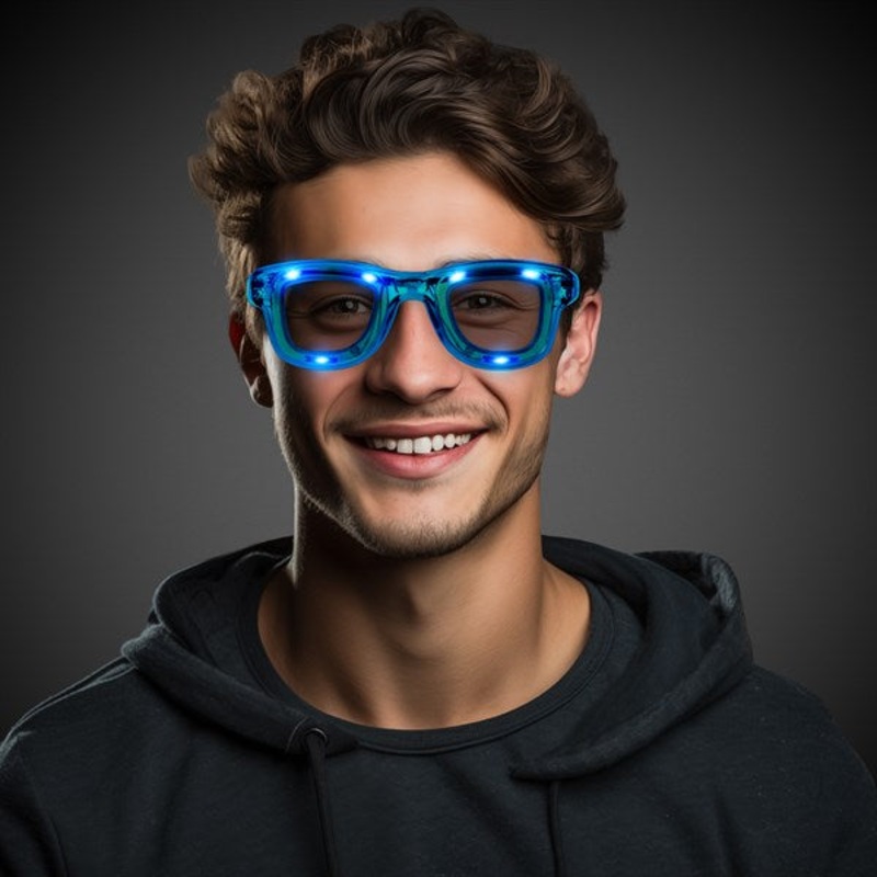 Blue LED Light Up Retro Sunglasses