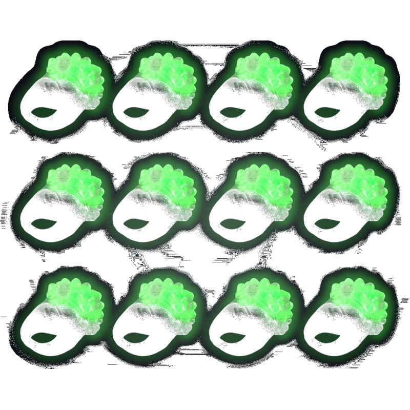 Green LED Light Up Flashing Jelly Bumpy Rings - Pack of 12
