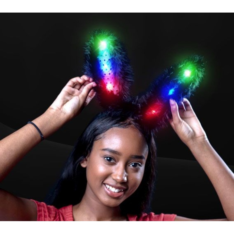 LED Light Up Black on Black Bunny Ears