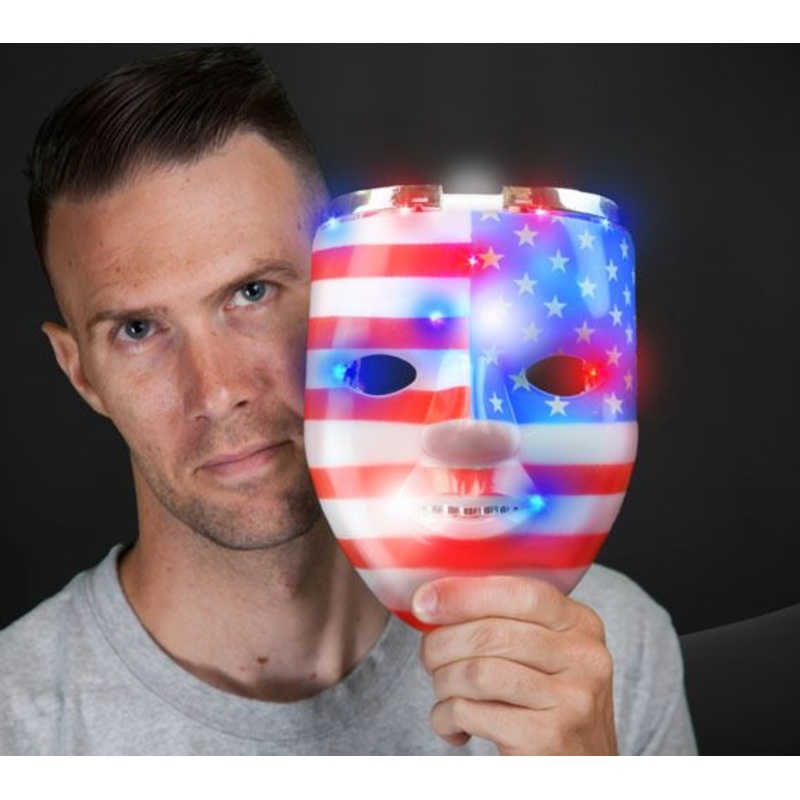 LED Light Up Patriotic Skull Mask