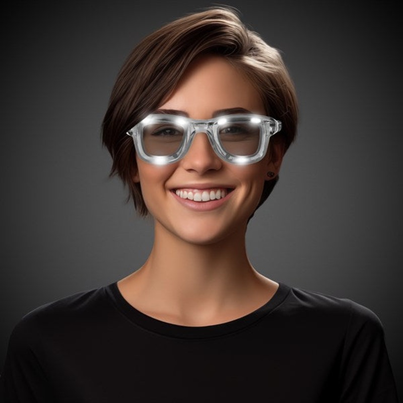 White LED Light Up Retro Sunglasses