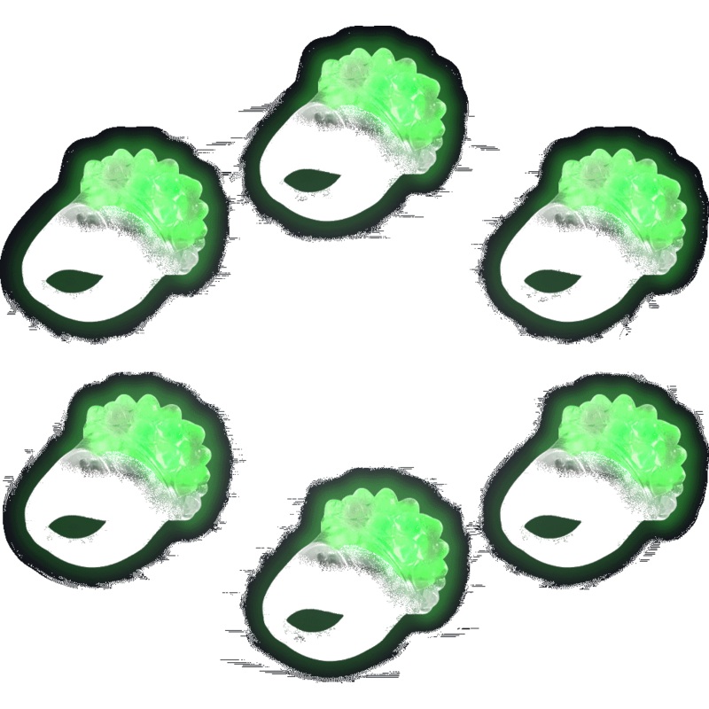 Green LED Light Up Flashing Blinky Jelly Bumpy Rings - Pack of 6
