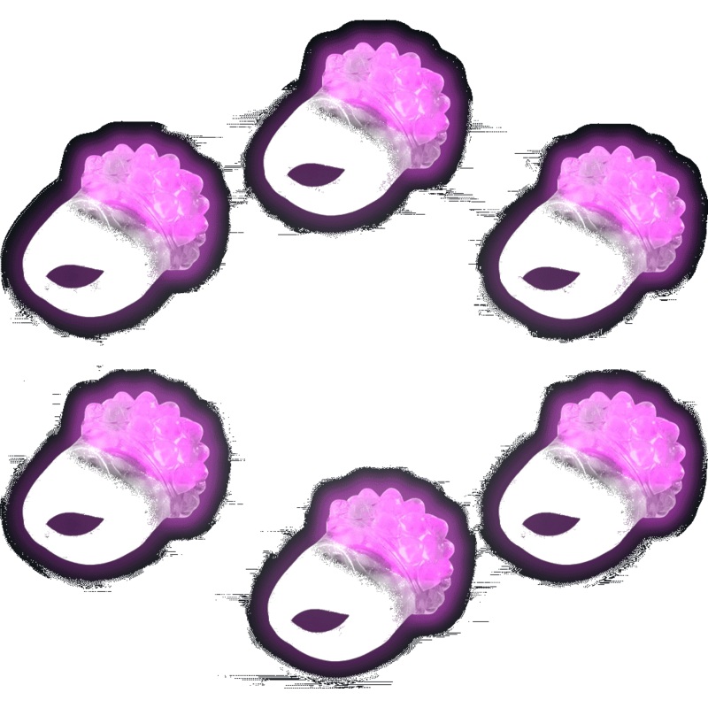 Pink LED Light Up Flashy Jelly Bumpy Rings - Pack of 6
