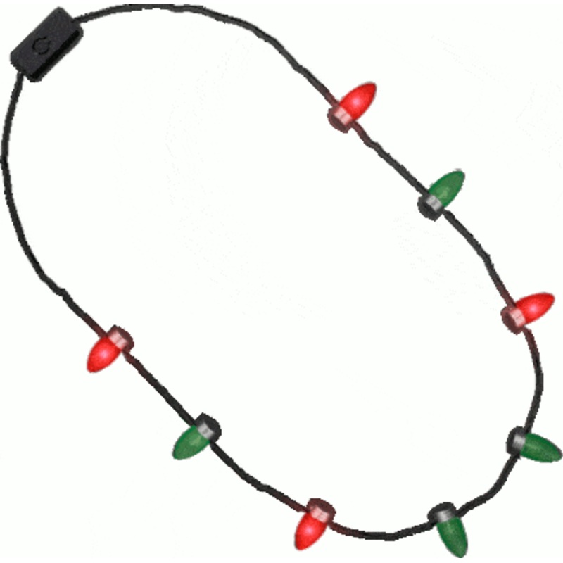 Red And Green Flashing Christmas Lights Necklace