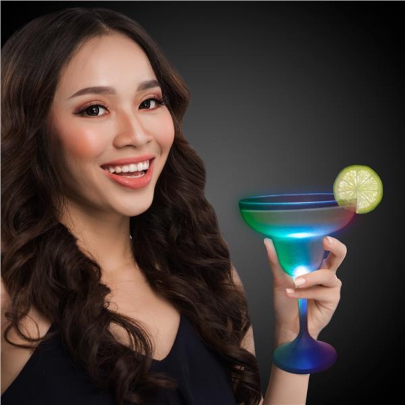 LED 10 oz Margarita Glass White Stem