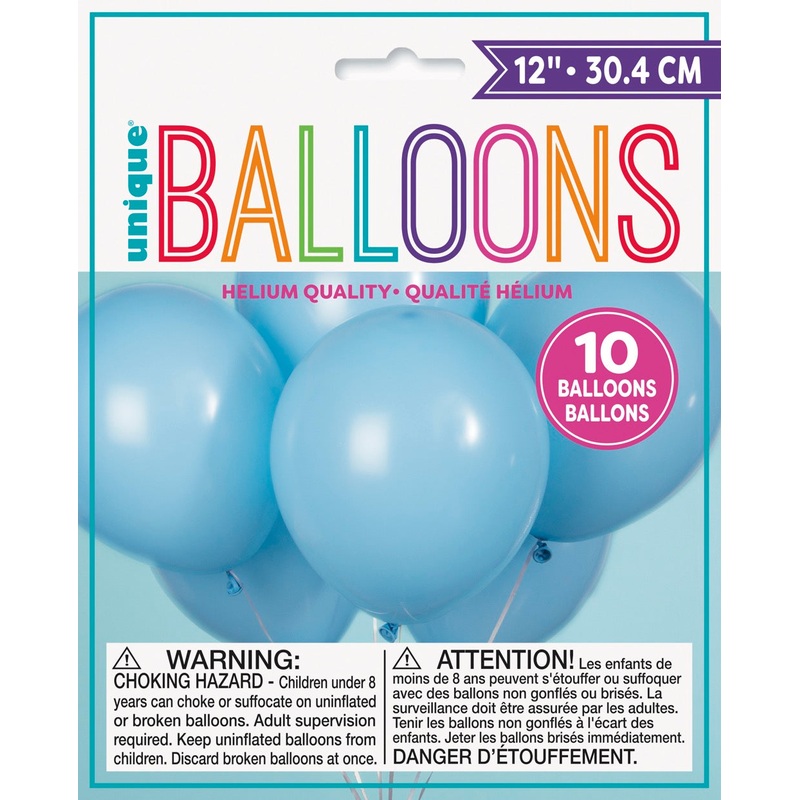 12in Packaged Latex Balloons 10ct - Baby Blue