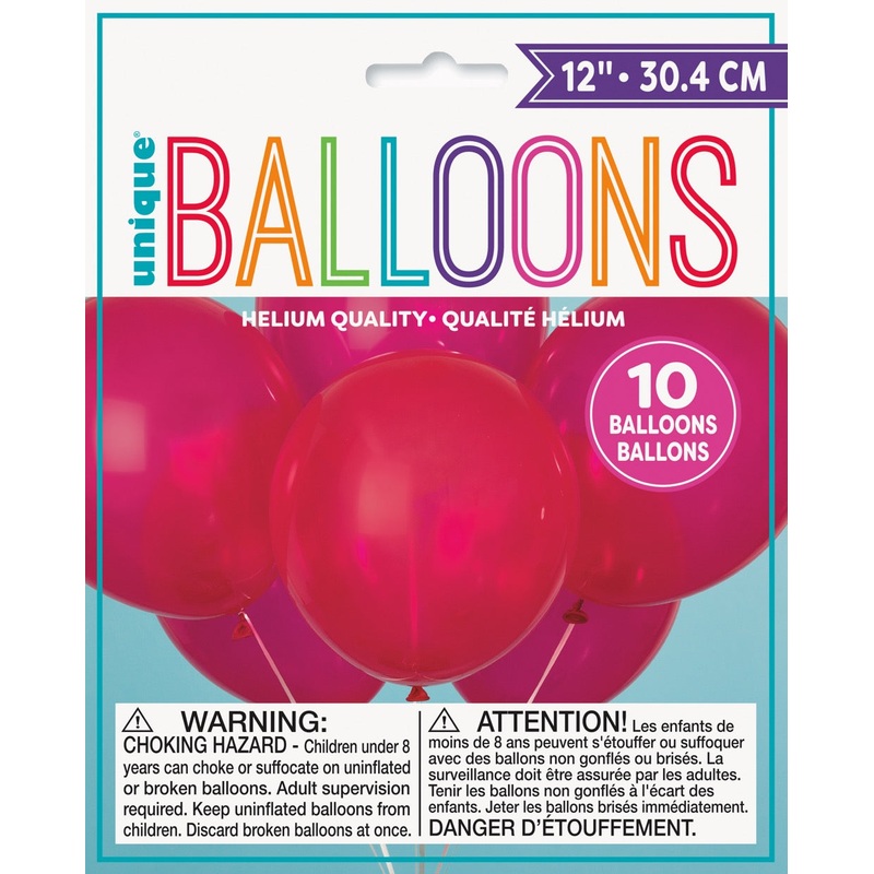 12in Packaged Latex Balloons 10ct - Magenta