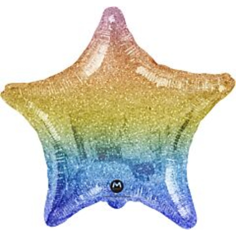 #696 Pastel Ombre Crackled Star 18in Printed Mylar