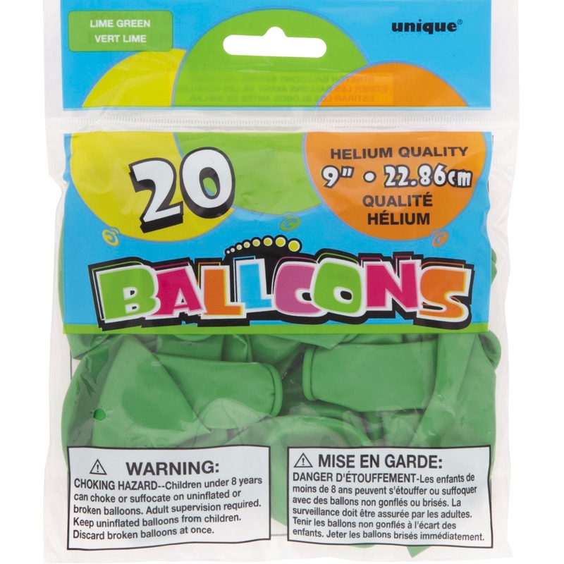 9in Packaged Latex Balloons 20ct - Lime Green