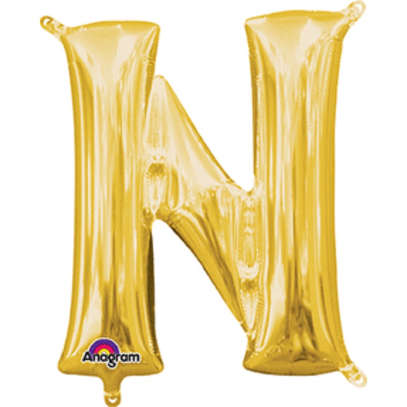 Air-Filled Gold Letter N Balloon